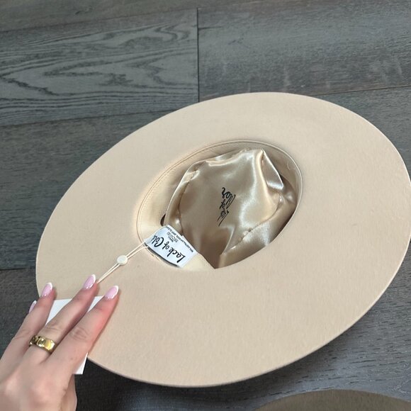 NWT Lack of Color Juno Wool Felt Boater Hat In Cream Wide Brim Beige Ribbon Band main image 8